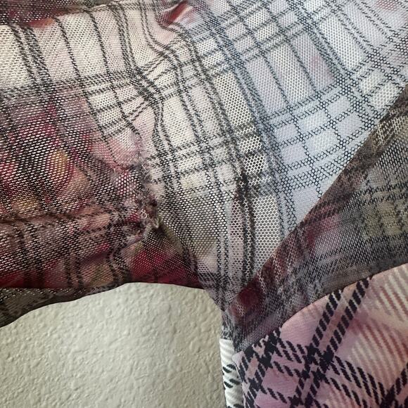 Amur Pink Plaid Sheath Midi Dress SIZE 6 Mesh Work Preppy Ruched Designer $500 - Picture 13 of 13